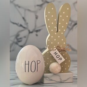 Polka Dot Bunny and Egg Set - Green and White